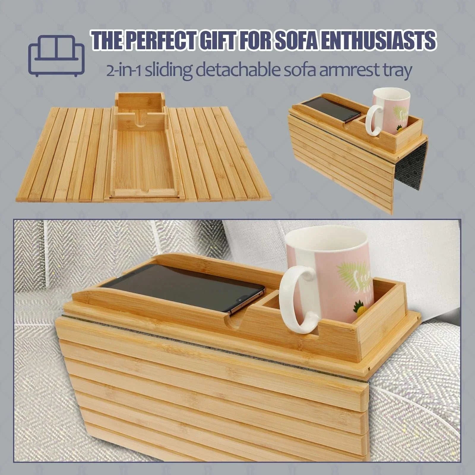 Couch Cup Holder Bamboo Wood Sofa